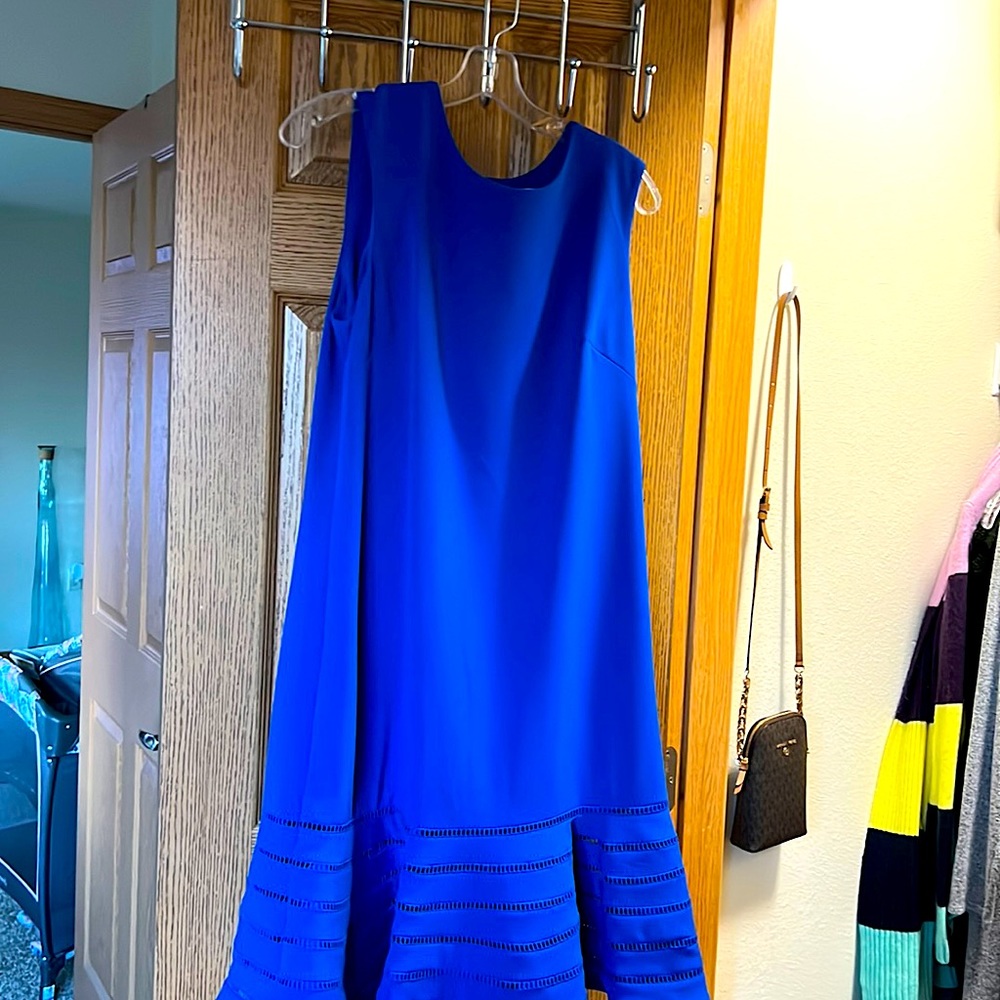NWT Calvin Klein ladder lace trim flair sheath dress